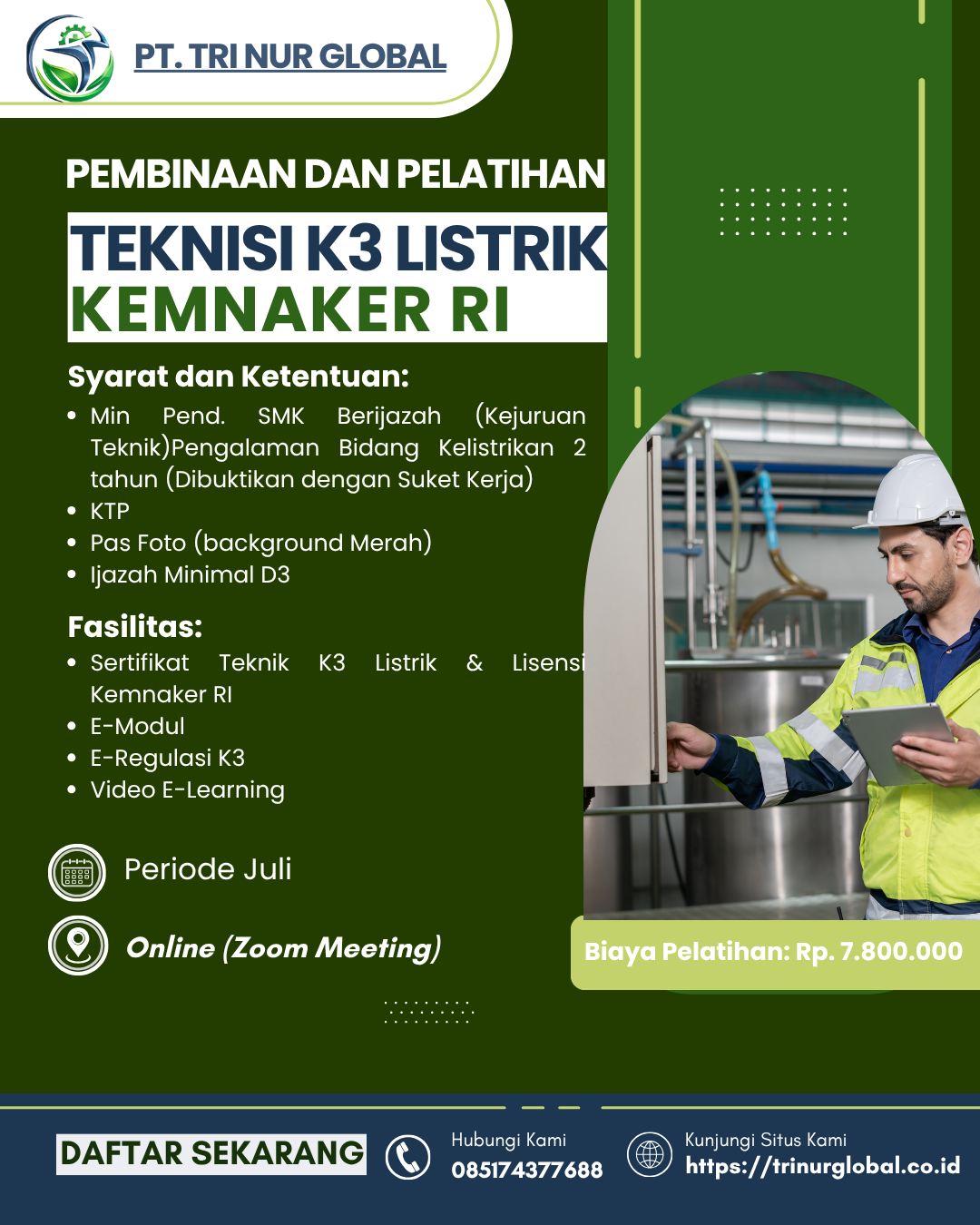 Poster Teknisi K3 Listrik KEMNAKER