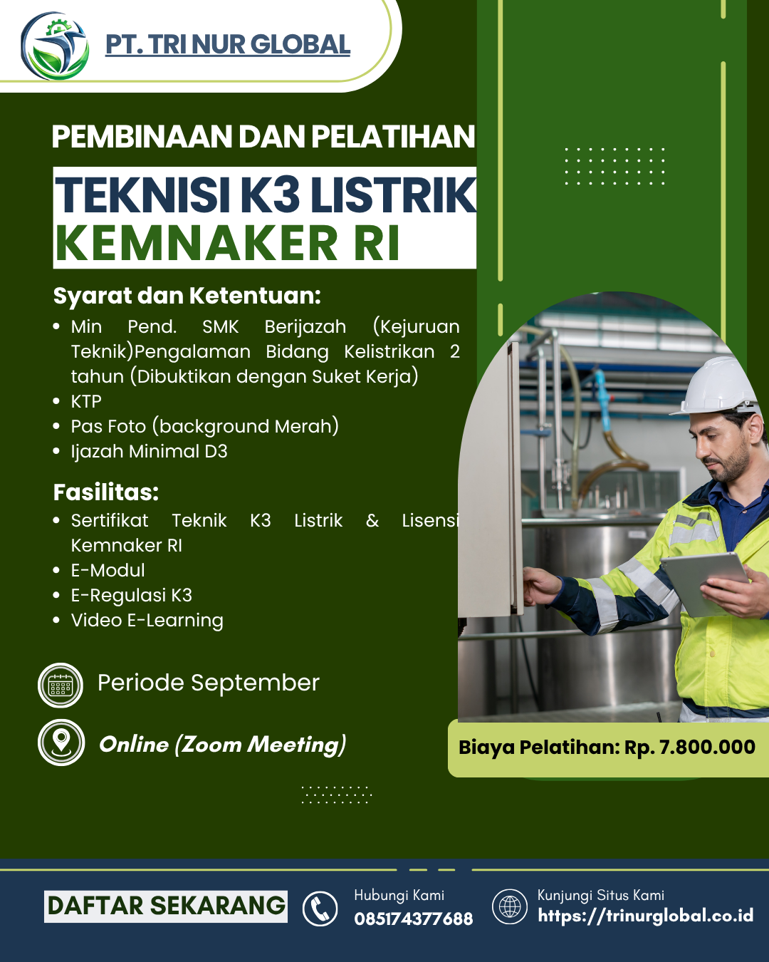 Poster Teknisi K3 Listrik KEMNAKER